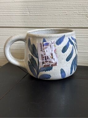 NEW Sublime Handcrafted Speckled Glazed Flower Leaf Coffee Mug MADE IN PORTUGAL